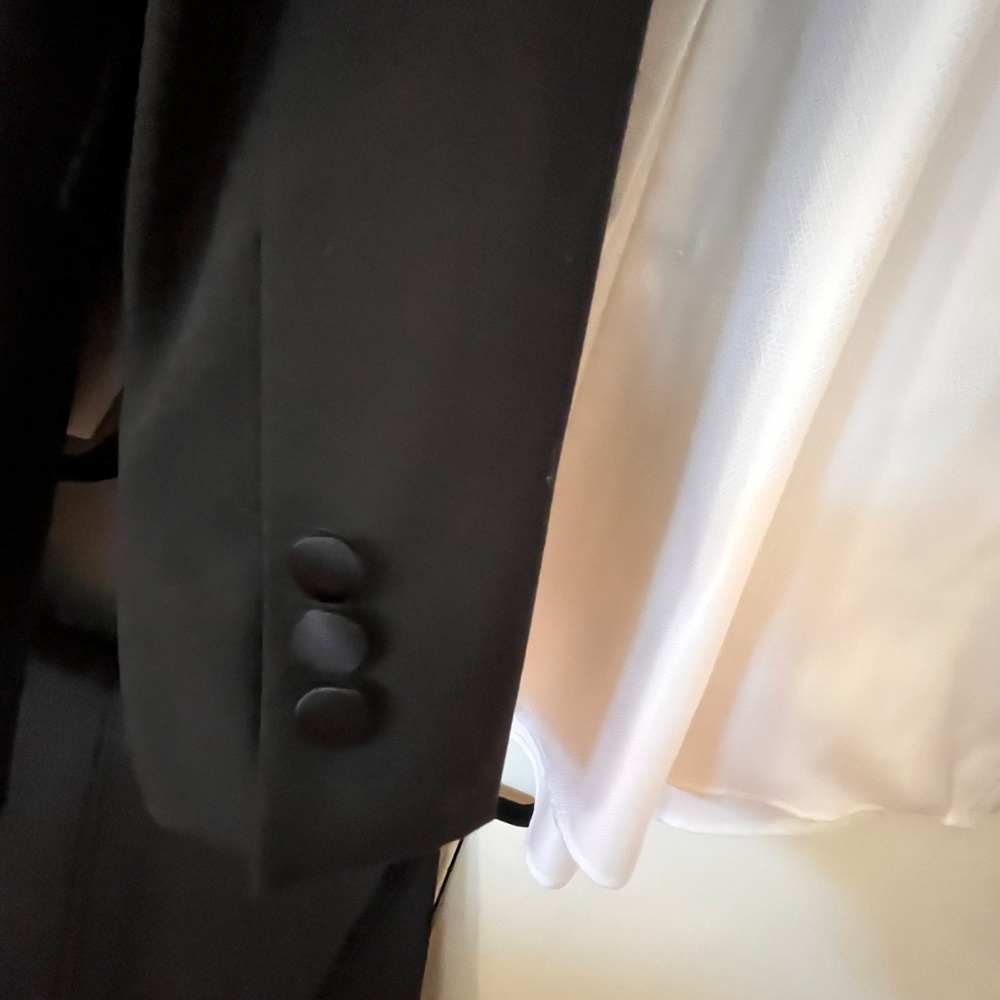 PRICE DROPPED! Black Tuxedo Suit/White Shirt/Cummerbund Worn once--So Handsome! - Picture 11 of 15